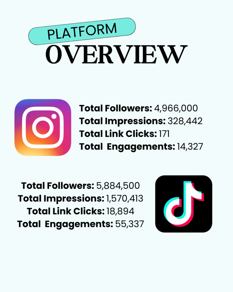 Tangle Teezer 2024 Q1 Influencer Campaign Performance Breakdown divided by platform