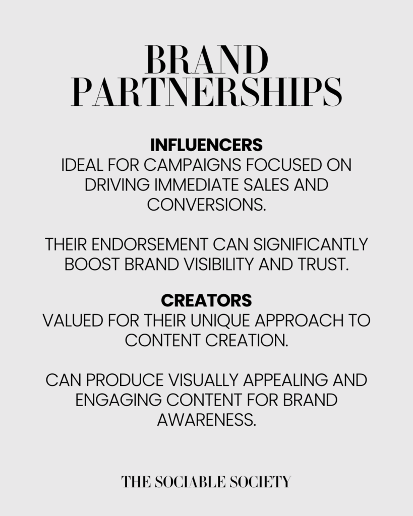 Differences in brand partnerships between content creators and influencers?